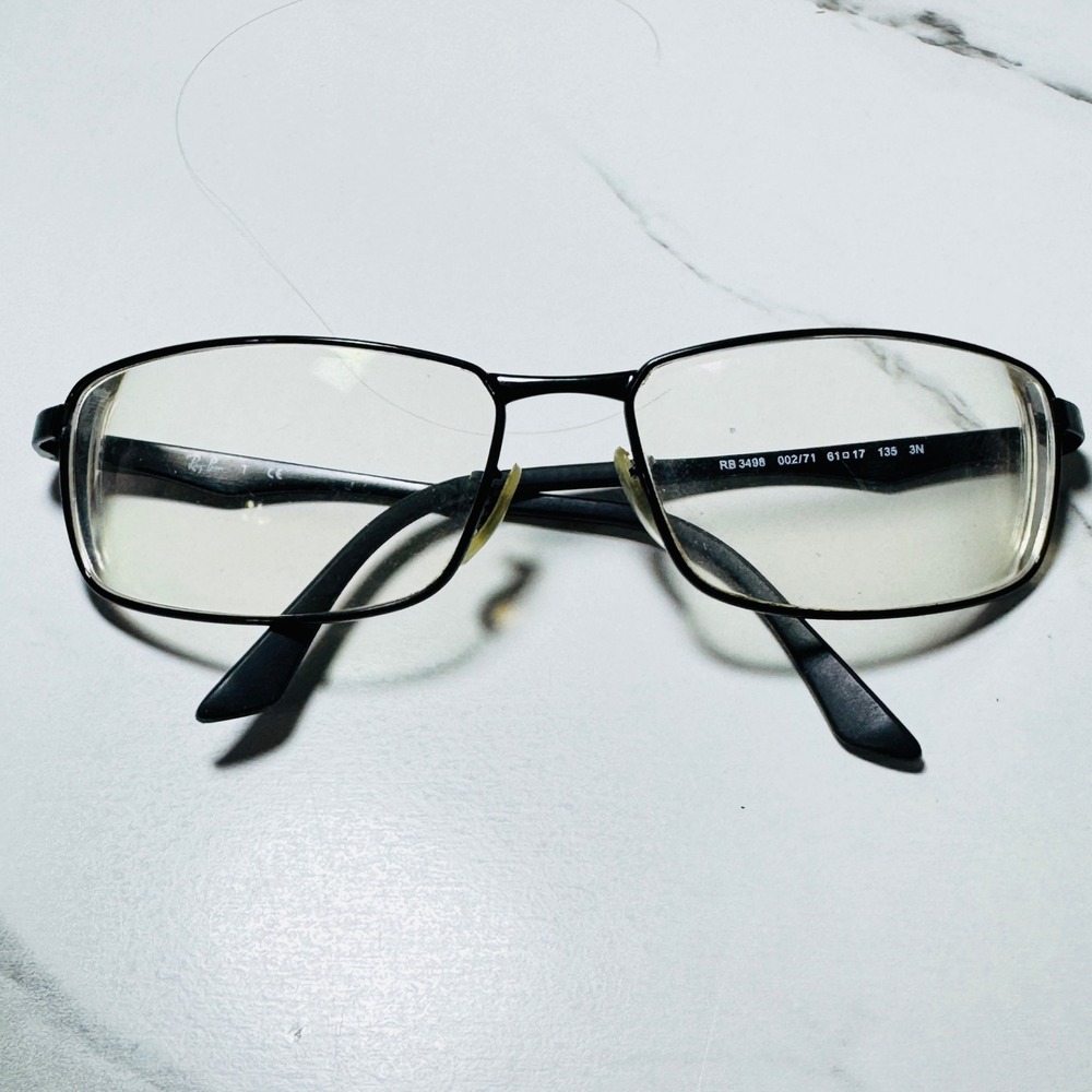 Ray-Ban RB 3498 002/71 Black Rectangular Metal Eyeglass Frames 61-17-135